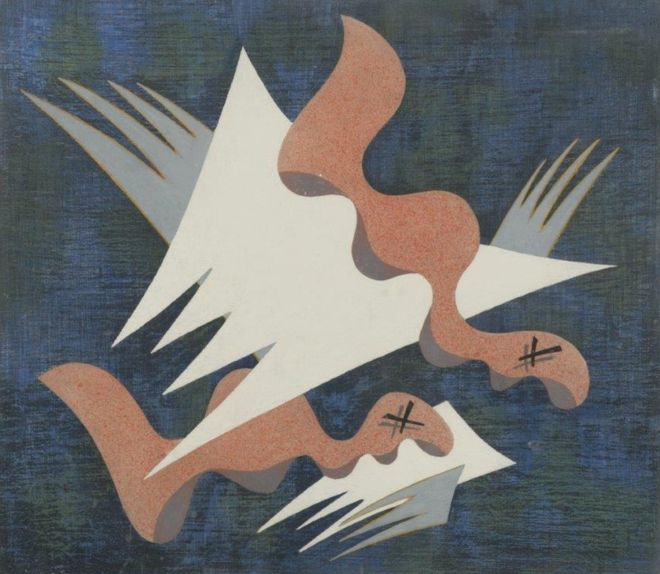 Edward Wadsworth's Composition On A Blue Groun II 1933 sold for £19,000