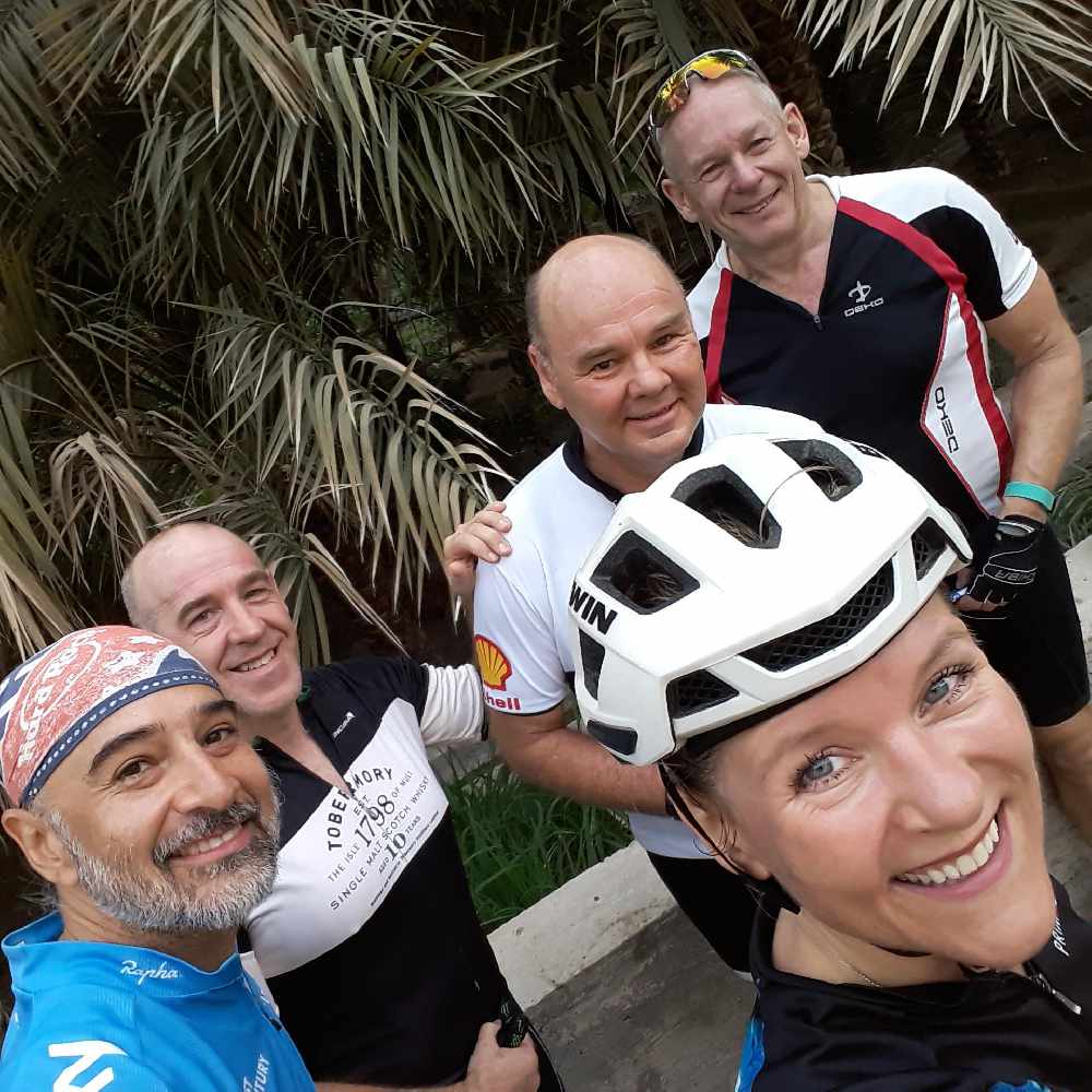 Friday club ride selfie with some of the boys taken in the beautiful village of Falaj Al Shams