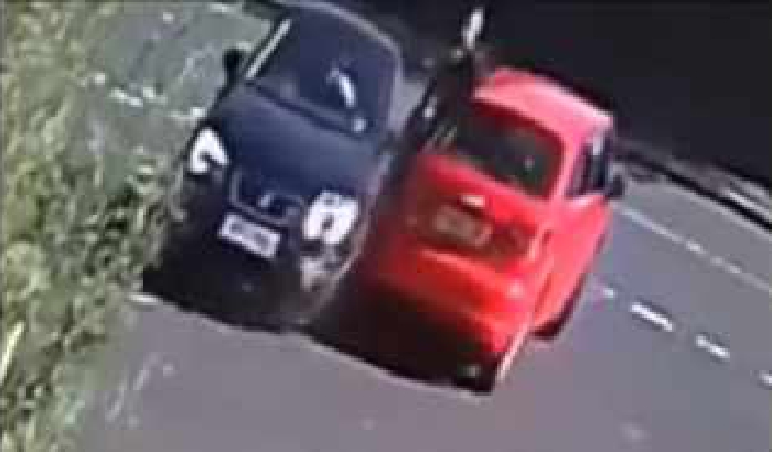 CCTV footage car colission road rage