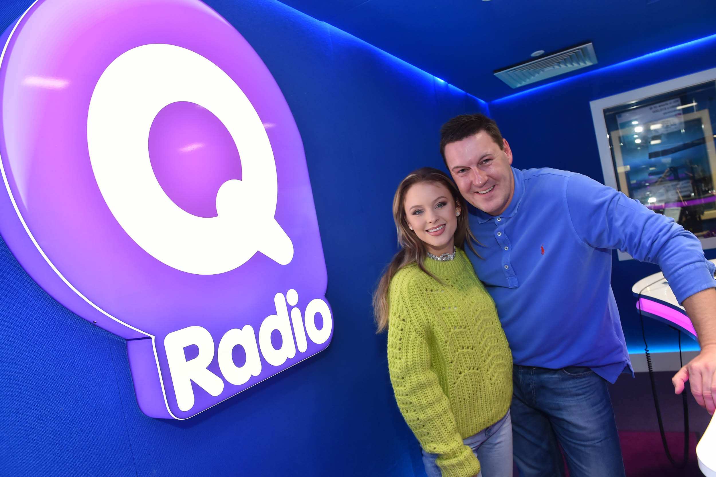 Pictured: Zara Larsson and Gareth Stewart at Q Radio's Headquarters 