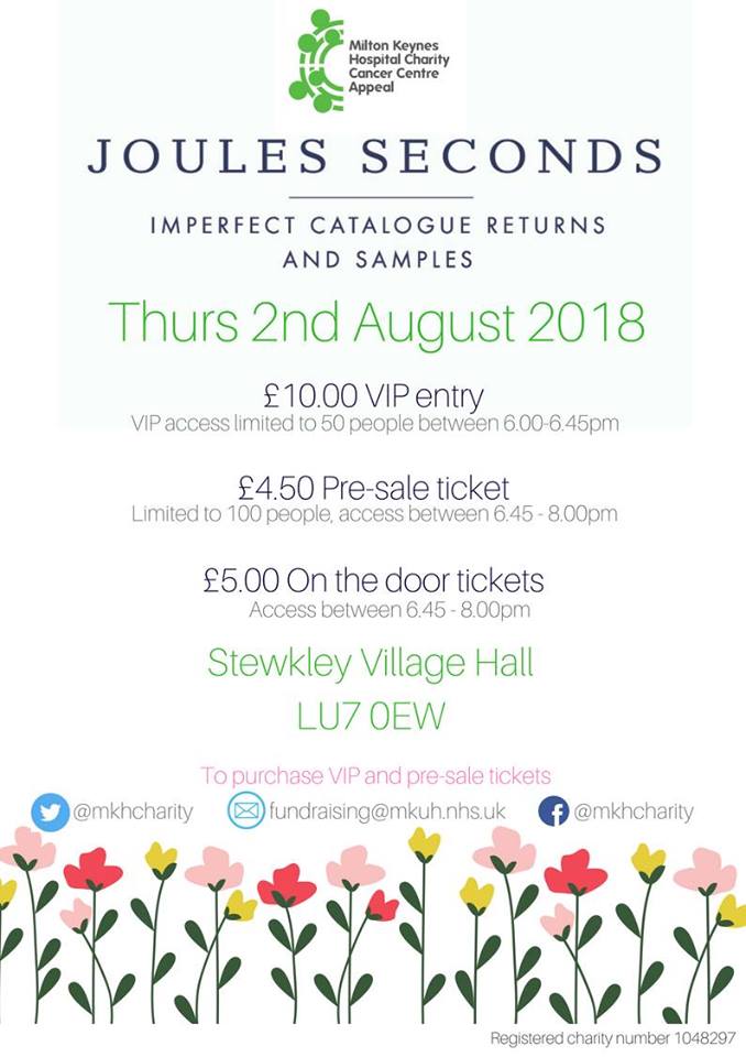 Joules Seconds sale in aid of Milton Keynes Hospital Charity Cancer