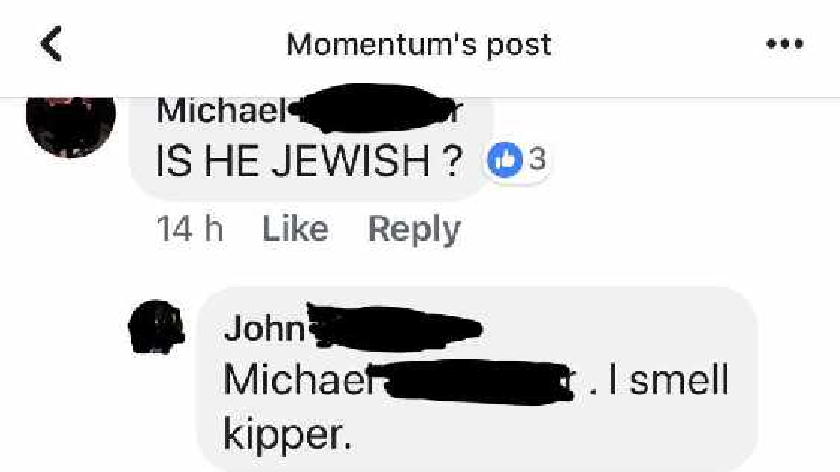 momentum antisemitism comment