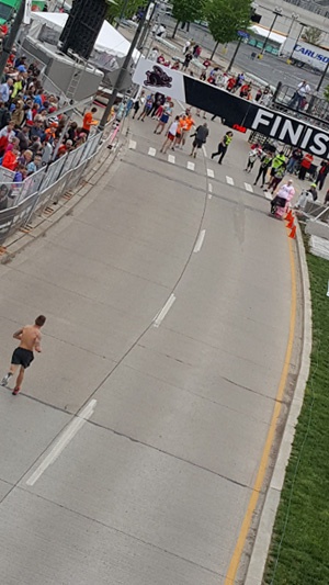 Bryan Wagner races to the finish line at the 2018 Flying Pig Marathon. Photo provided.