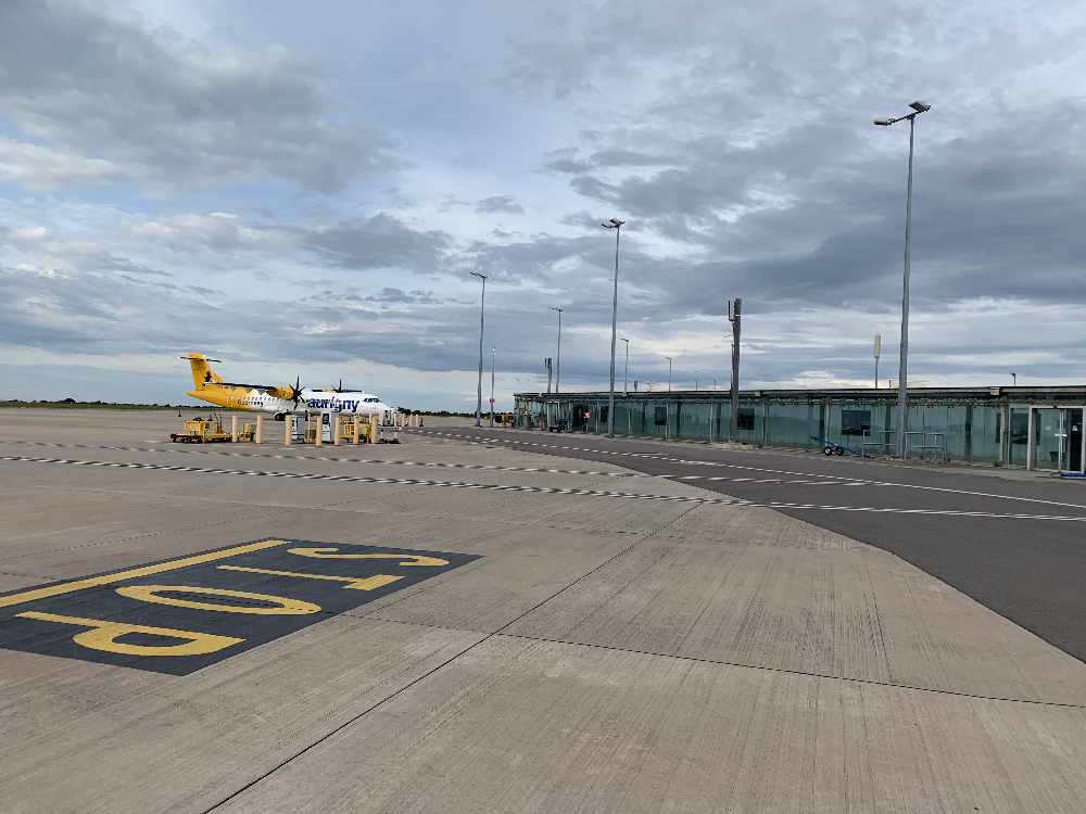 Aurigny plane on apron at Guernsey airport 