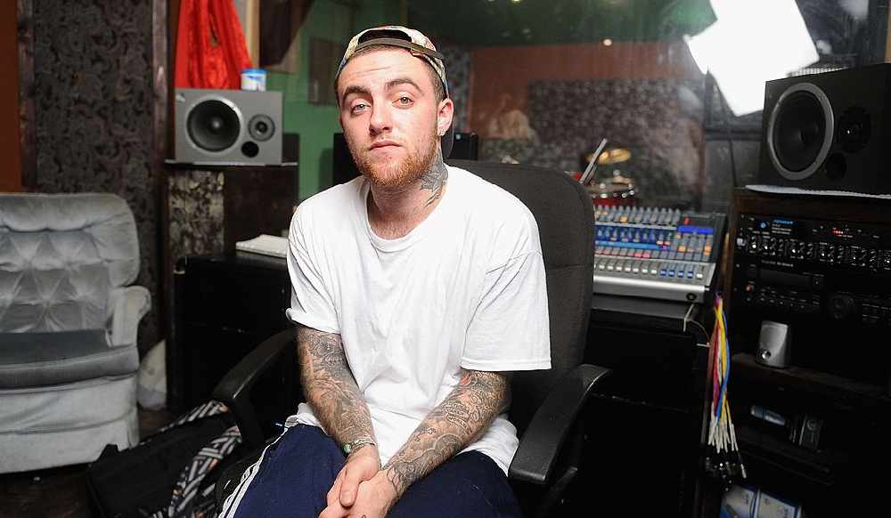 Mac Miller in a recording studio 